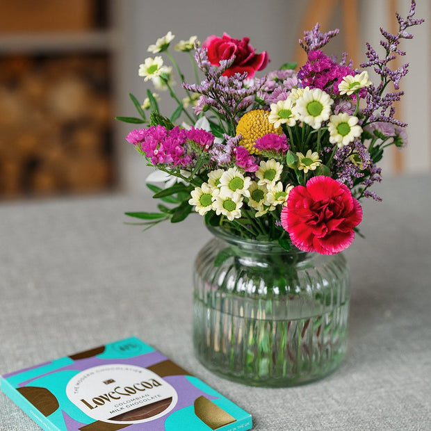 'Happy Anniversary' Letterbox Flowers with Chocolate