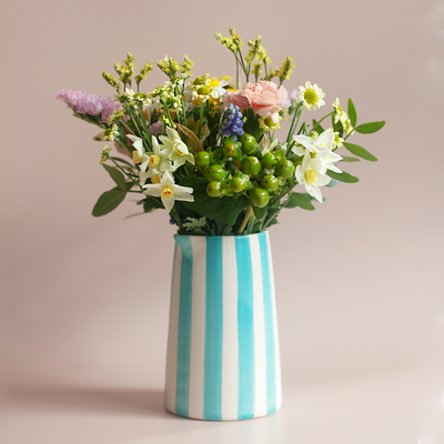 Mother's Day Posy with Striped Vase