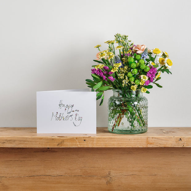 Mother's Day Posy with Glass House Vase